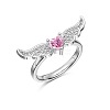 Anti-Tarnish Valentine's Day Cubic Zirconia Heart Angel Wing Finger Rings RJEW-Q814-11P-1