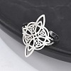 Non-Tarnish 304 Stainless Steel Witch Knot Open Cuff Rings for Women LS-AJEW-U005-01P-3