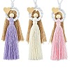 3Pcs 3 Colors Handmade Macrame Cotton Angel Hanging Ornaments HJEW-JM02711-2
