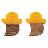 Halloween Theme Resin & Walnut Wood Pendants RESI-N025-026-B02-1