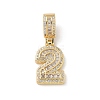 Brass Clear Cubic Zirconia European Dangle Charms KK-R003-01G-02-2