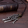 Adjustable Men's Zinc Alloy Pendant and Leather Cord Lariat Necklaces NJEW-BB15999-7