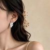 Alloy Rhinestone Feather Stud Earrings for Women WG36FE1-01-2