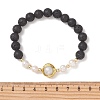 Natural Lava Rock & Baroque Pearl & Non-magnetic Synthetic Hematite Beaded Stretch Bracelets for Women BJEW-JB14023-4