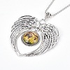Zinc Tibetan Style Alloy Angel Wing Heart Pendant Necklaces NJEW-G328-B06-3