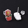 Acrylic Cute Plants Stud Earrings with Plastic Pins EJEW-F293-01A-2
