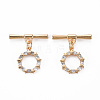 Brass Micro Pave Clear Cubic Zirconia Toggle Clasps KK-S356-500G-NF-1