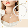 2Pcs Brass & ABS Imitation Pearl Necklaces for Women NJEW-LP0002-80-1