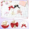 4Pcs 4 Colors Alloy Imitation Pearl Bowknot Keychains for Decorations ST-CJ0028-03-3