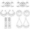 10Pcs 5 Style 201 Stainless Steel Laser Cut Pendants STAS-CN0001-23P-1