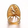 Golden Tone Chic Lady's 316 Stainless Steel Rhinestone Wide Band Finger Rings RJEW-J066-58-17mm-4