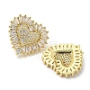 Heart Rack Plating Brass Micro Pave Cubic Zirconia Stud Earrings EJEW-F331-06G-2