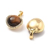 Brass Tiger Eye Round Ball Pendants KK-B129-12G-2