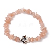 Natural Peach Moonstone Chips Beads Stretch Bracelets BJEW-JB11245-03-2