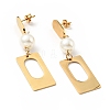 Rectangle with Acrylic Pearl Long Dangle Stud Earrings with 316 Stainless Steel Pins EJEW-F285-17G-1