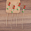 Alloy Enamel Strawberry Hair Sticks OHAR-PW0006-23D-2