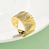Brass Micro Pave Cubic Zirconia Adjustable Open Cuff Rings RJEW-V009-02G-1