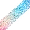 Gradient Color Baking Paint Glass Bead Strands X-DGLA-A039-T6mm-A08-4
