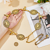 1Pc Tibetan Style Alloy Oval & Cattle Skull Head Link Chain Waist Belly Body Chains for Women AJEW-DC0003-23AG-3