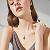 Copper Wired Wrapped Natural Gemstone Round Pendant Decorations HJEW-AB00711-5