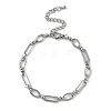 Anti-Tarnish 304 Stainless Steel Oval Link Chain Anklets AJEW-A057-01P-1