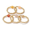 Natural Topaz Jade and Brass Beads Stretch Ring for Girl Women RJEW-JR00401-1