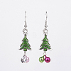 Christmas Tree Dangle Earrings X-EJEW-JE02392-01-1
