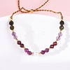 Faceted Round Natural Grey Agate & Red Agate & Amethyst Braided Bead Bracelets BJEW-F493-09G-03-4