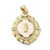 Rack Plating Brass Micro Pave Cubic Zirconia with Synthetic Opal Pendants KK-D088-29G-02-2
