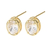 Brass Micro Pave Clear Cubic Zirconia Stud Earrings EJEW-C174-02E-G-4