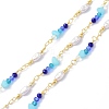 Brass & ABS Beads & Glass Beaded Chain CHC-D029-20G-1