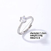 Flat Round Platinum Brass Adjustable Ring with Cubic Zirconia EG7863-5-1