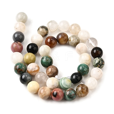 Natural Quartz Crystal & Rhodochrosite & Rose Quartz & Amethyst & Strawberry Quartz & Tourmalinated Quartz/Black Rutilated Quartz Beads Strands G-B143-A01-10mm-1
