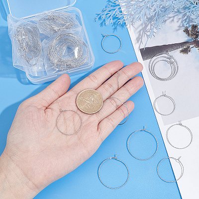 90Pcs 3 Size 316 Surgical Stainless Steel Hoop Earrings Findings STAS-UN0039-41-1
