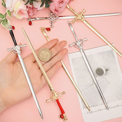 6Pcs 6 Styles Alloy Hair Pin AJEW-FH0006-17-1