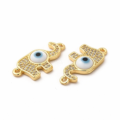 Rack Plating Real 18K Gold Plated Brass Micro Pave Clear Cubic Zirconia Connector Charms ZIRC-L102-05G-01-1