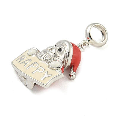 Anti-Tarnish Rhodium Plated 925 Sterling Silver Enamel Christmas European Dangle Charms LS-STER-Z010-02P-02A-1