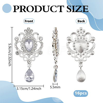 16Pcs Alloy Rhinestone Cabochons FIND-FG0005-55B-1