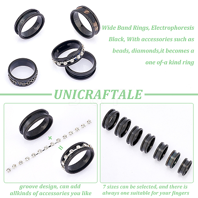 14pcs 7 size Unisex Stainless Steel Grooved Finger Ring Sets RJEW-UN0002-65EB-1
