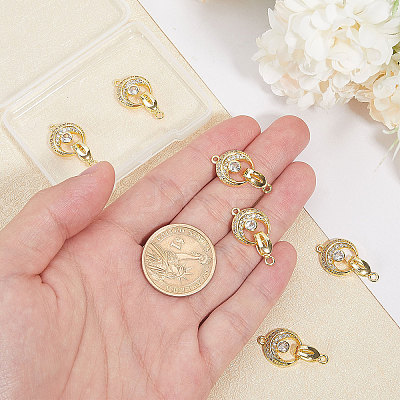 6Pcs Brass Fold Over Clasp with Crystal Rhinestone KK-CA0002-69A-1
