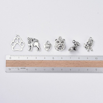 Tibetan Style Alloy Puppy Pendants TIBEP-X0185-78-1