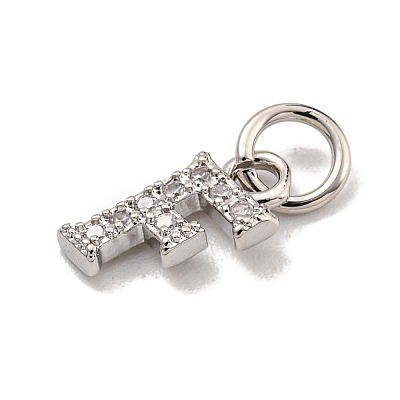 Initial Letter Brass with Cubic Zirconia Charms KK-Q814-26F-P-1