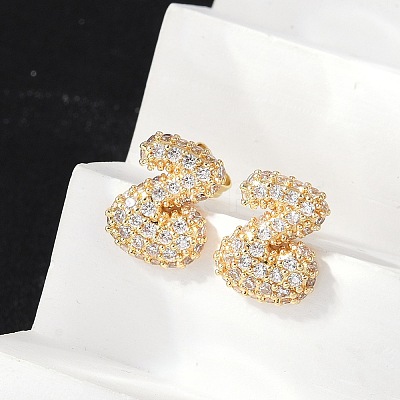 Brass Micro Pave Cubic Zirconia Stud Earrings EJEW-Z091-04G-Z-1