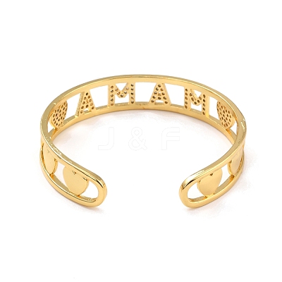 MAMA Heart Hollow Out Cubic Zirconia Cuff Bangle BJEW-I298-04G-1