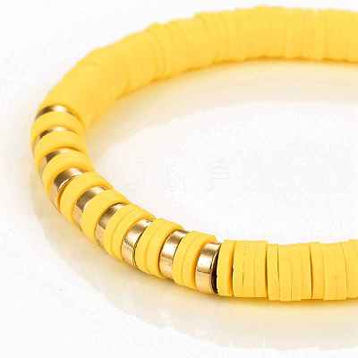 Handmade Polymer Clay Heishi Beads Stretch Bracelets BJEW-JB05303-02-1