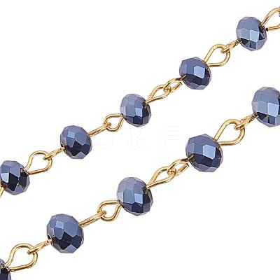 Handmade Rondelle Glass Beads Chains for Necklaces Bracelets Making AJEW-JB00037-03-1