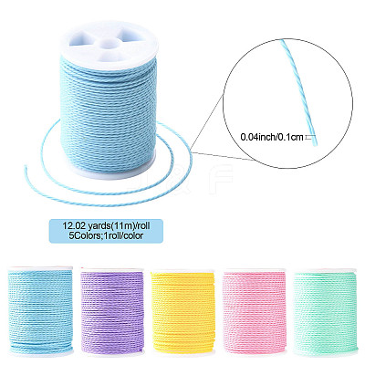 5 Rolls 5 Colors Round Waxed Polyester Cord YC-FS0001-02A-1
