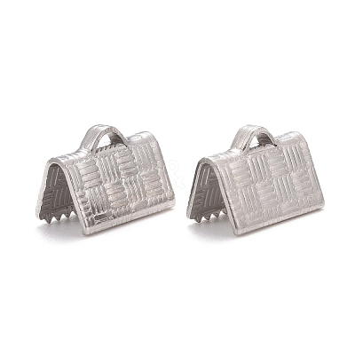 Tarnish Resistant 304 Stainless Steel Ribbon Crimp Ends STAS-E111-01P-1