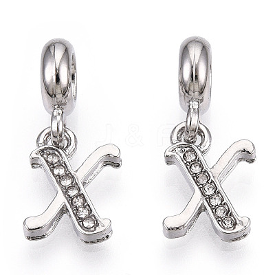 Platinum Rack Plating Alloy Rhinestone European Dangle Charms PALLOY-T048-36P-X-1