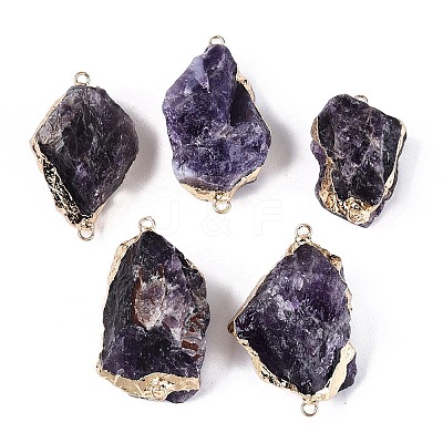 Raw Rough Natural Amethyst Nuggets Connector Charms G-Q606-08D-1
